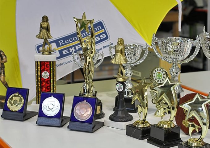 Collection of medlas, trophies and awards