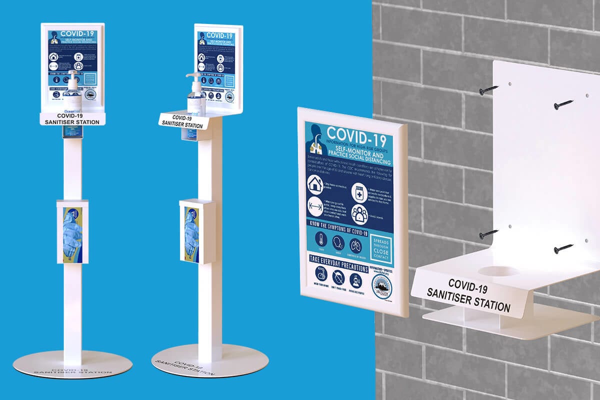 Hand sanitiser dispenser stations