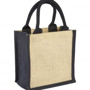 Anson Jute Bags with coloured side panels and handles - Green, red, blue and black