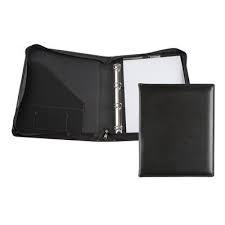 E Leather A4 Ring Zipped Binder with coordinating Leather Interior Pockets