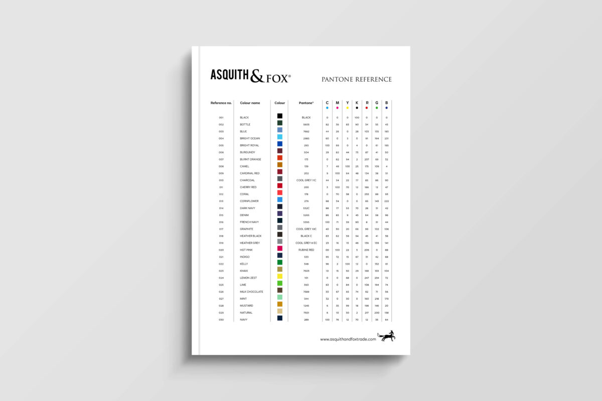 Asquith & Fox Pantone Guide